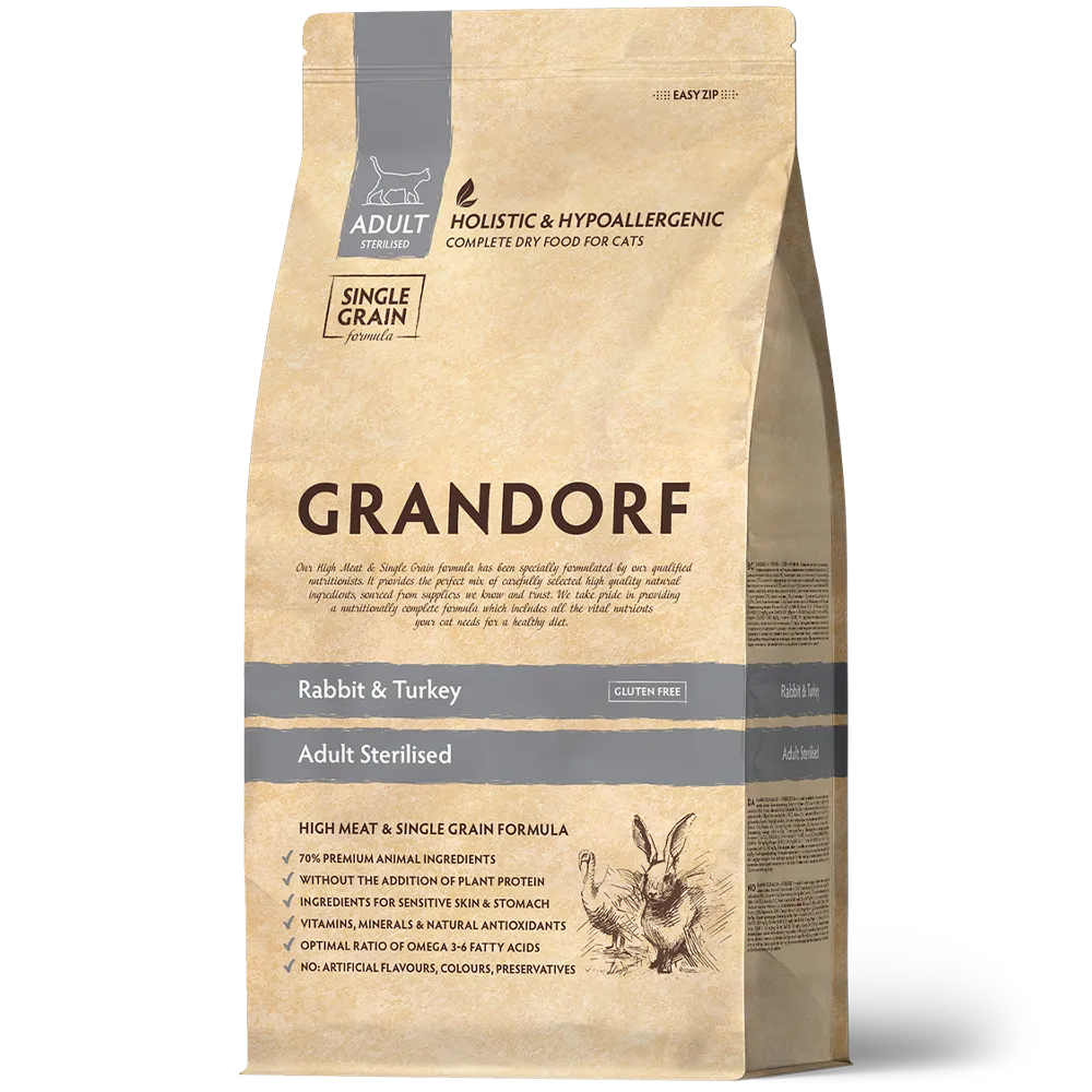 GRANDORF CAT Rabbit&Turkey STERILISED (Кролик с индейкой для стерилизованных кошек) 400 гр.