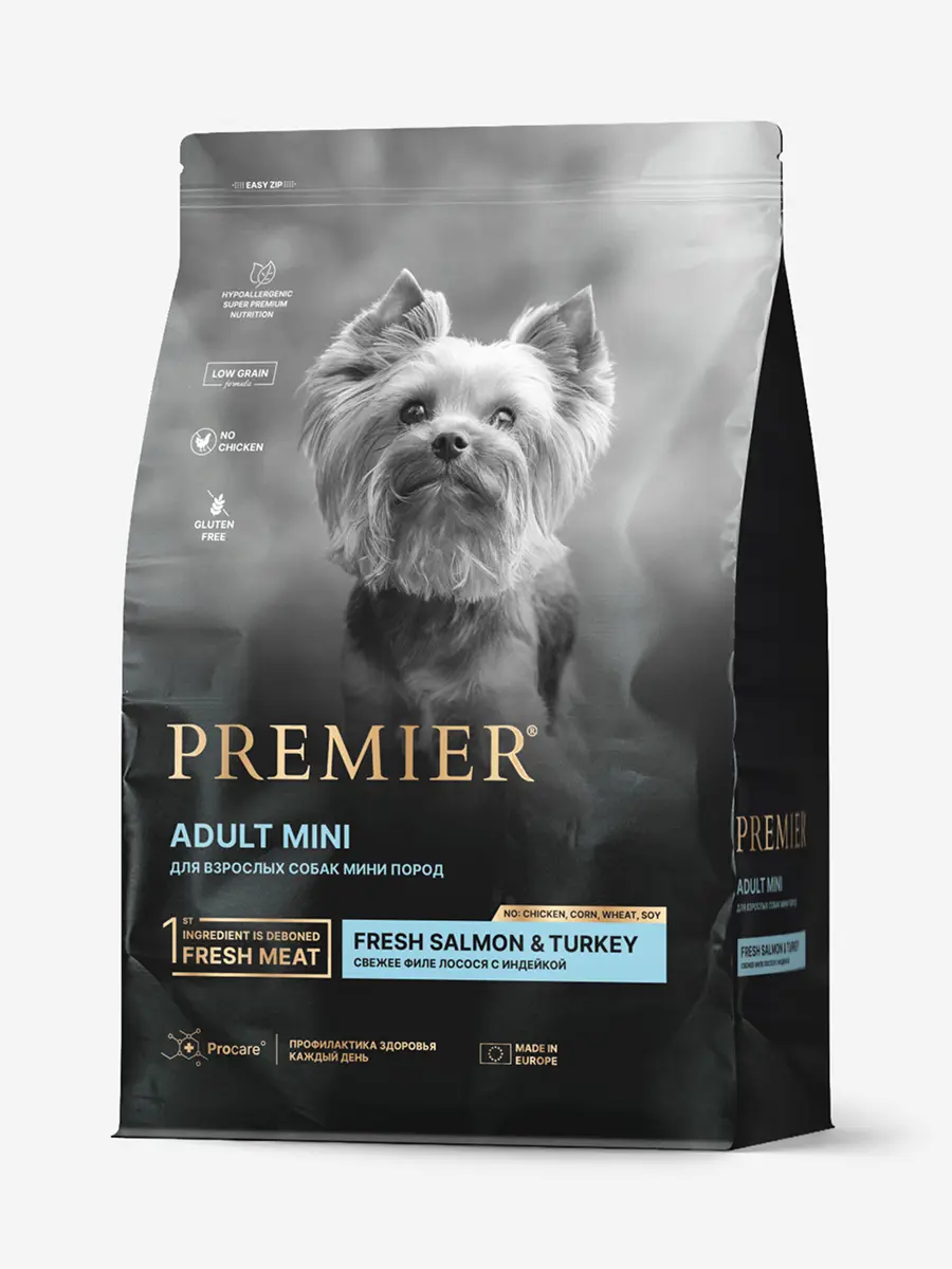 Premier Dog Salmon&Turkey ADULT Mini (Свежее филе лосося с индейкой для собак мелких пород) 1 кг