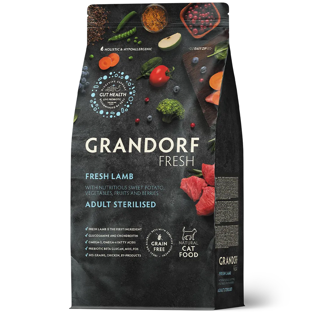 GRANDORF Fresh Cat STERILISED Lamb&Sweet Potato (Свежее мясо ягненка с бататом для стерилизованных кошек) 400 г