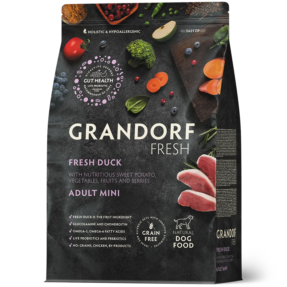 GRANDORF Fresh Dog Adult MINI Duck&Sweet Potato (Свежее мясо утки с бататом для собак мелких пород) 1 кг